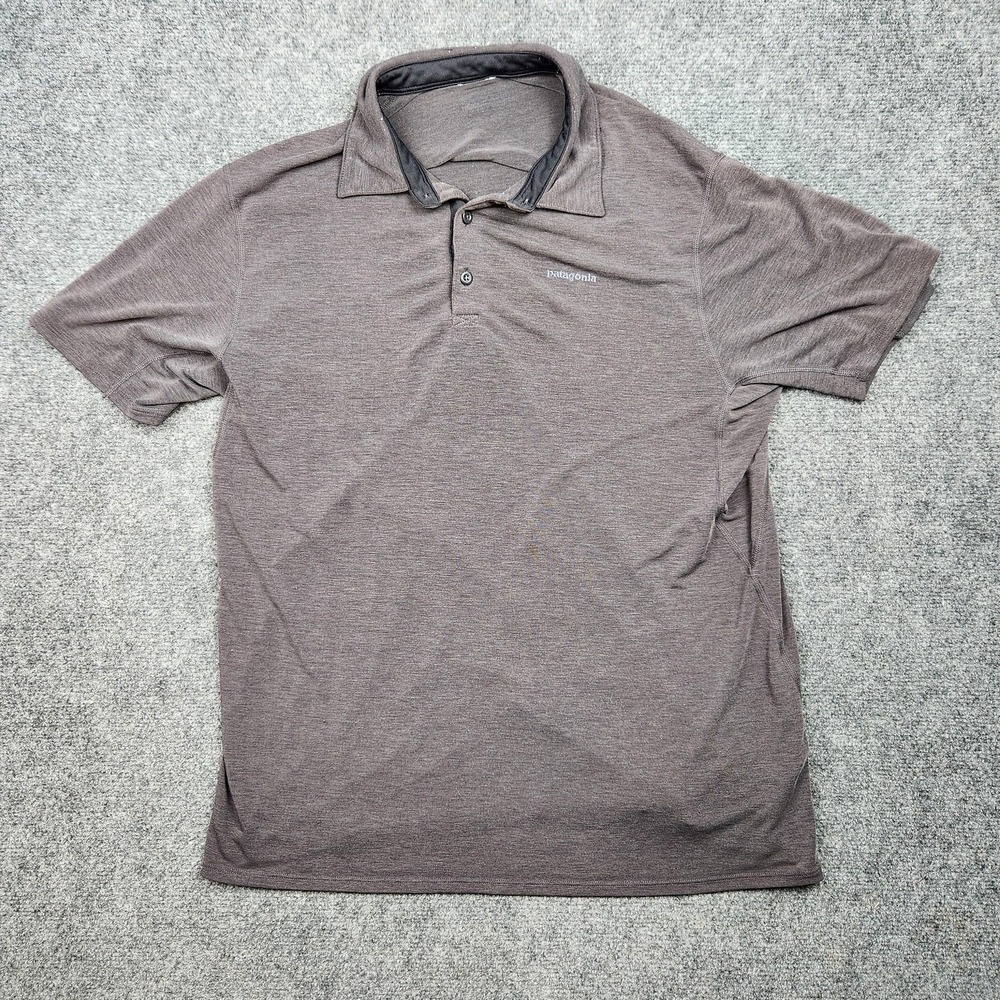 Patagonia Cactusflats Polo Shirt Mens‎ Large Brown Casual Stretch Performance